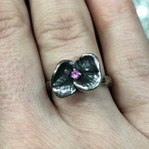 Retired James Avery Pink Dogwood Flower Ring 7